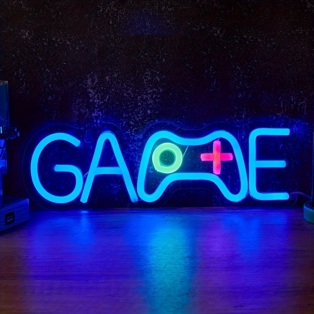 Esports Gaming Setup - Gra z kontrolerem, neonowy znak LED,