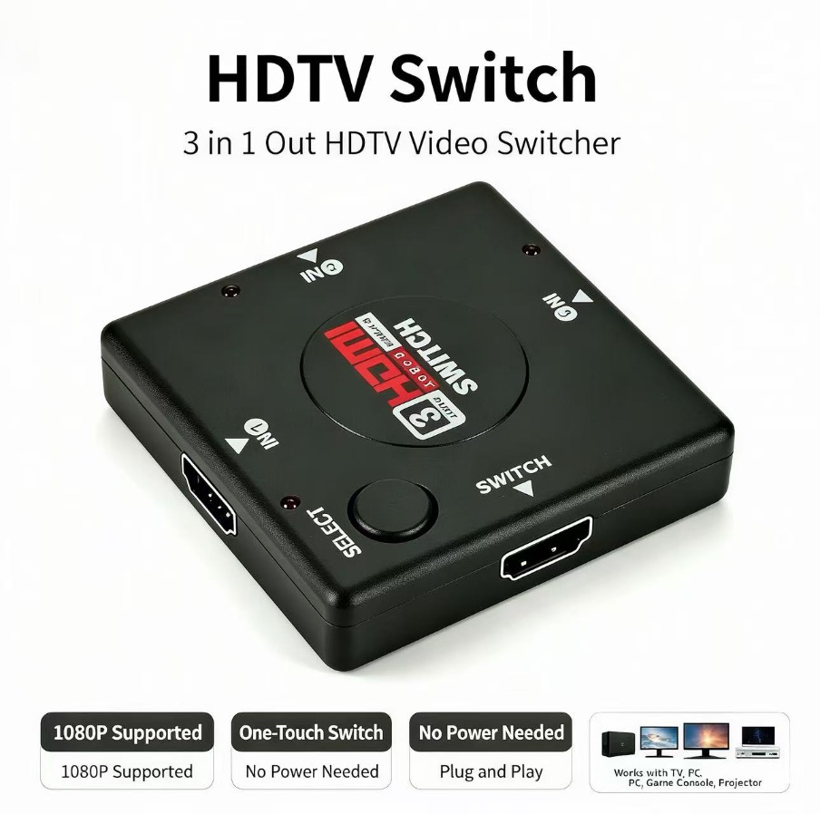 Esports Gaming Hub - Przełącznik HDMI 3x1, 3 wejścia 1