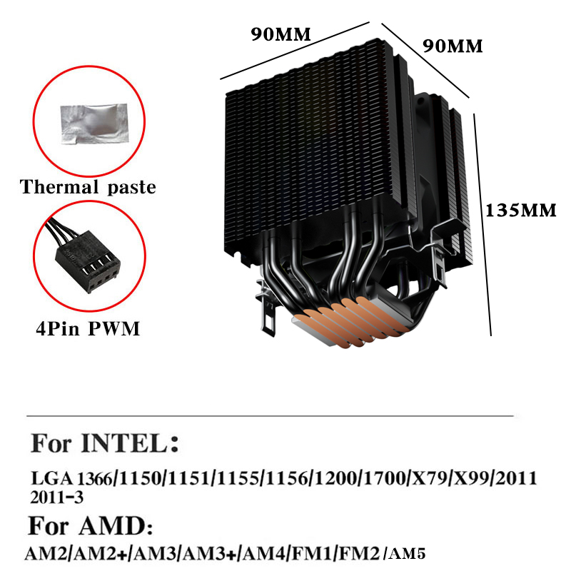 6 Heat Pipes CPU Air Cooler 4  – Esports Gaming Fan recenzja i cena